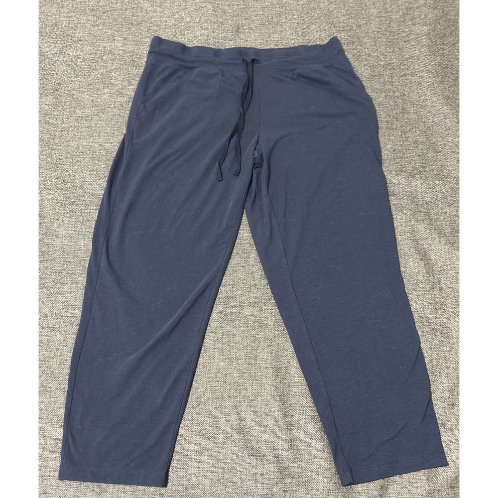 Athletic Works Womens XL Petite Navy Blue Yoga Pants Drawstring Stretch